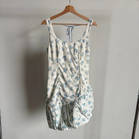 $269 Nuevo sin Etiquetas Blanco For Love And Lemons “Evelyne” Azul Floral Mini Vestido Talla Pequeña Foto 4 de 4