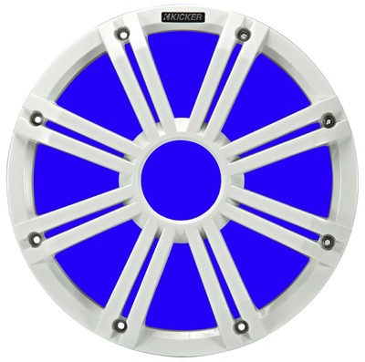 Kicker 45KMG12W Marine Boat 12'' Subwoofer White Multi Color Light Sub Grill