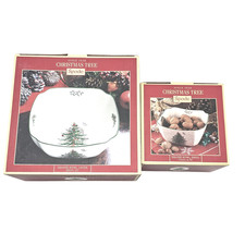 Spode Christmas Tree 2 Pc Square Bowl Set 6.75"  10" Holiday Serveware NIB