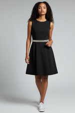 Jovani Women's Black Fit and Flare Sleeveless Belted Cocktail Dress Size 8