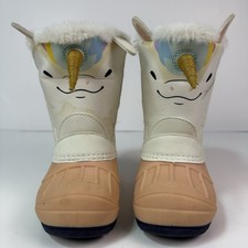 Cat Jack Unicorn Winter Boots Girls Size 8 Faux Fur Snow Boots Cream Pink