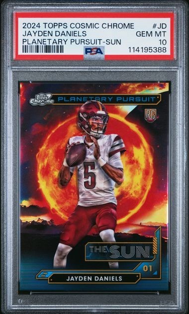 JAYDEN DANIELS 2024 TOPPS CHROME COSMIC PLANETARY PURSUIT SUN RC
