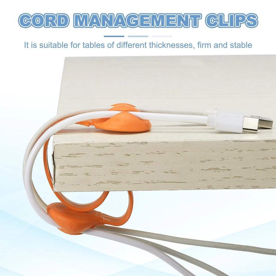 Clips para cables, 3 piezas organizador de cables de escritorio portacables, naranja Foto 4 de 4