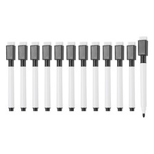 Magnetic Whiteboard Pen, 0.5-1mm Fine Tip Dry Erase Black Markers, 12 Pcs