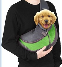 Dog Sling Carrier For Small Dogs And Animals - Gray Green Mesh