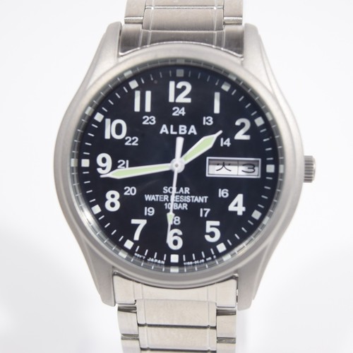 Orologio da campo militare SEIKO ALBA V158-0AX0 a energia solare DayDate come nuovo con scatola - Foto 3 di 19