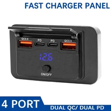 Car PD Type C USB Port Car Fast Socket Charger Power Outlet Panel Charge 12V-24V
