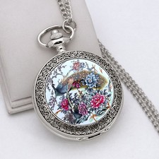 Ladies' Pocket Watch Analog Quartz Beautiful Round Necklace Watch Gift Chain