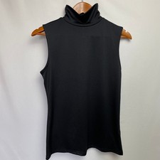 Halogen Womens Sleeveless Turtleneck Top Size M Black Fitted Stretch
