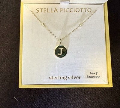 Stella Picciotto ''J'' Initiale Sterlingsilber 18'' Halskette. Italien. Neu mit Karton.  
