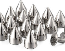 100 Sets 9MM Silver Spikes and Studs Metal Bullet Cone Spikes Screw Back Leather