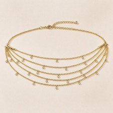 Women Gold Multi Layered Chain Waist Belt Rhinestones Drape Boho Festival 28-46"
