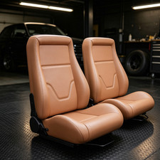 2 Pcs Classic Pvc Obs Style Seats Low Back Bucket Seats W Dual Sliders Universal