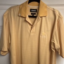 Ashworth EZ TECH Men's Striped Golf Polo Shirt Yellow Medium 100% Cotton