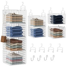 Hanging Closet Organizer, 4 Tier Metal Closet Organizers and Storage with 4 H...