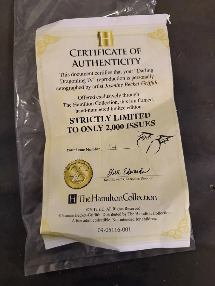 Jasmine Becket-Griffith “Dragonling Girl” Edición Limitada Impresión 14/2000 Enmarcada Foto 3 de 3