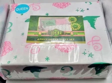NEW Wicked Movie Musical 4 PC Queen Sheet Set Witch Elphaba Glinda Pink Green OZ