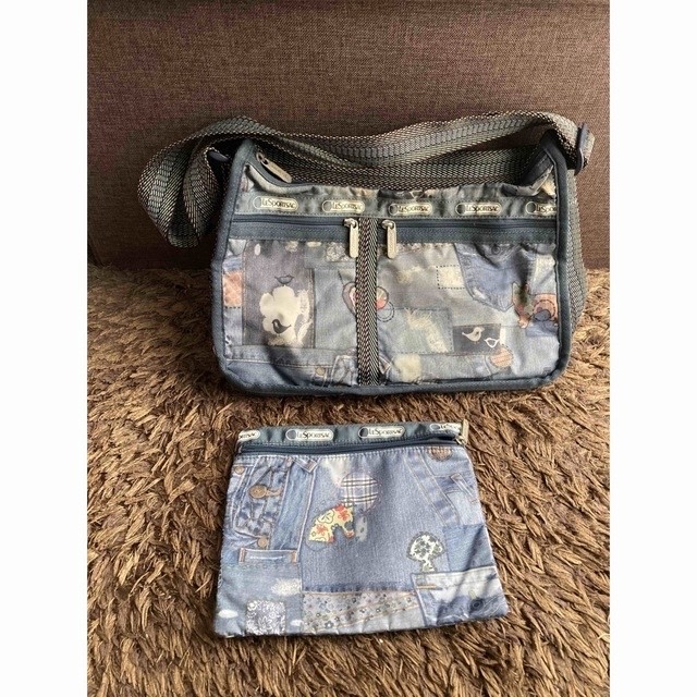 LeSportsac Denim-style patchwork pattern shoulder… - image 1