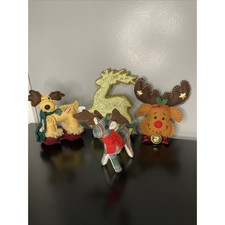 Reindeer Christmas Ornaments Holiday Decorating Lot Of 4
