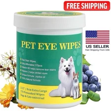 Pet Eyes Wipes Gentle Tear Stain Remover Pads For Dogs & Cats 170 PCS Presoaked