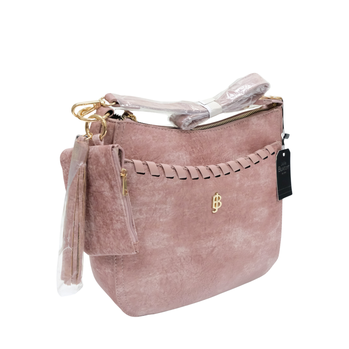 Julia Buxton Ludlow Crossbody Distressed Vegan Leather Whip Stitch