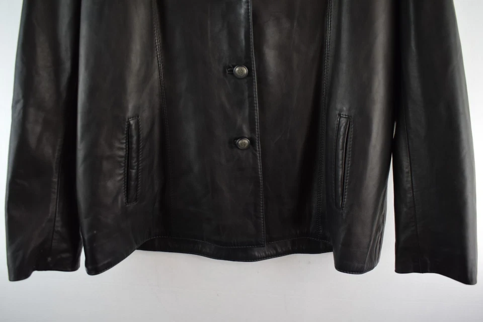 WINDSOR Black Leather Blazer Jacket size 46 Womens Button Up Casual Outdoors - Image 3 of 4