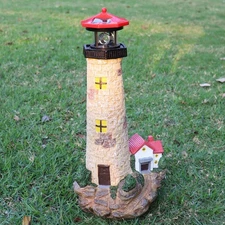 17.1" Solar Lighthouse with Rotating Beacon,Big Solar Powered Lighthouse,Outd...