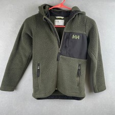 Helly Hansen Jr Champ Pile Fleece Jacket Green Hooded Full Zip Gorp Kids 128 8