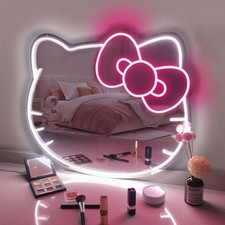 Anime Hello Kitty Cute Cat Neon Sign LED Mirror 14"x12" Adjustable Bright