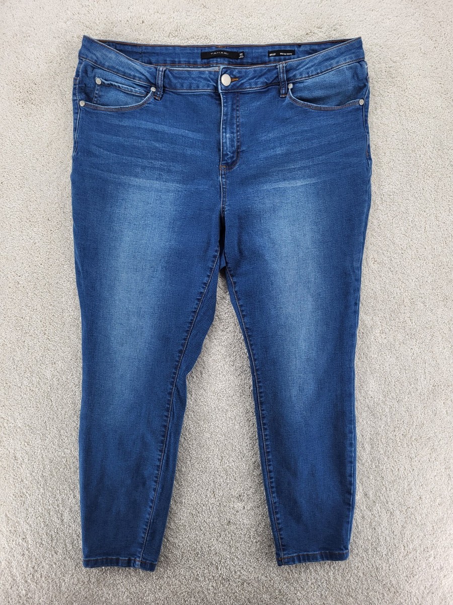 Tahari Jeans Woman's size 20W Kelley shinny mid-rise blue logo