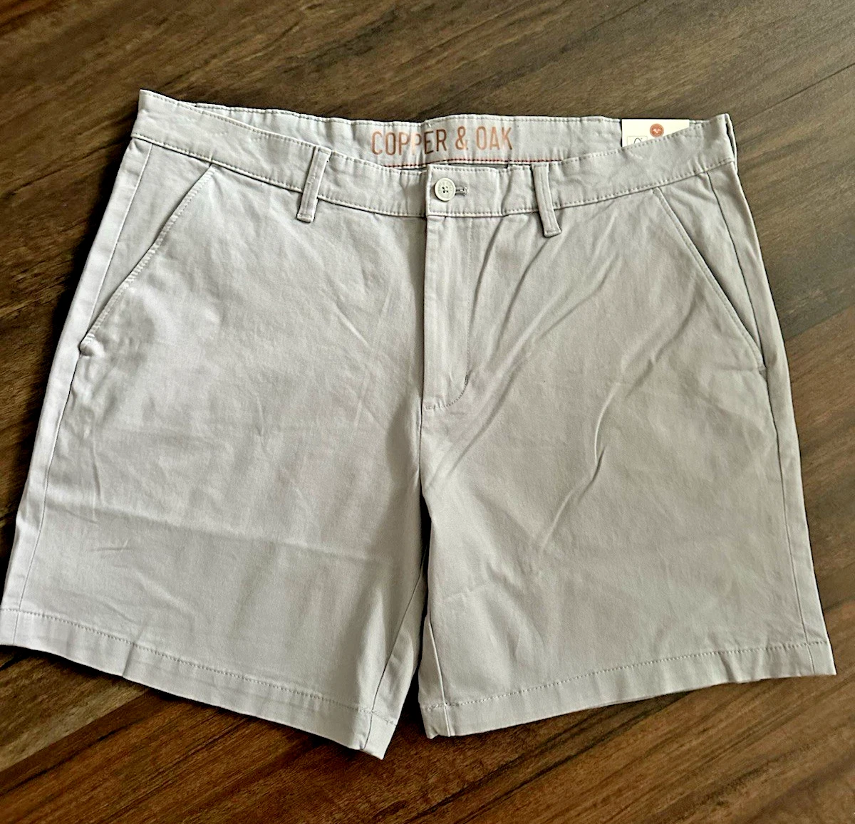 Copper & Oak NWT Men's 38 Flat Front Chino Shorts Gray Grey Key 7" Inseam NWT$55
