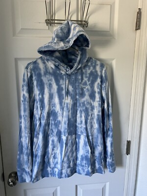 Hollister Womens Blue Tie Dye Hoodie Sweatshirt Size Small Long Sleeves 