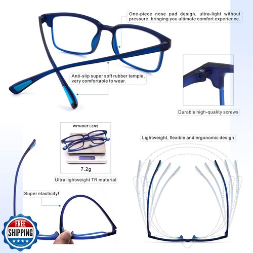 CARA 2 Pack Progressive Multifocus Reading Glasses, Flexible Lightweight TR90 - Picture 4 of 5