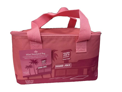 Trader Joe's Mini Insulated Tote Bag Pink Joes Cooler Bag Lunch BEACH NEW RARE