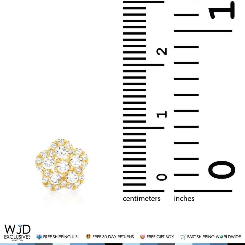 14K Gold 0.50Ct CZ & Birthstones Flower Cluster Stud Earrings 8mm - Image 3 of 4