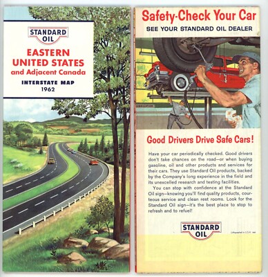 Vintage 1962 Eastern United States Road Map   Std. Oil of Kentucky (KYSO)
