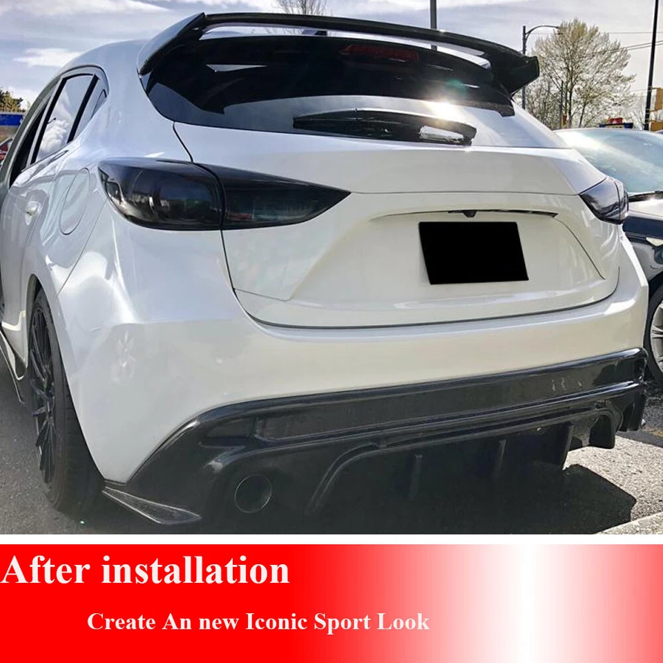 Fits Mazda 3 Axela Sport Hatchback 14-17 Gloss Black Rear Roof Spoiler Lip Wing  - Image 3 of 4