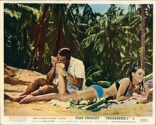 Thunderball rare original lobby card Sean Connery sucks Claudine Auger's foot