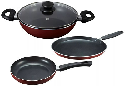 Indian Best Prestige Omega Deluxe Induction Base Non-Stick Kitchen Set, 3-Pieces