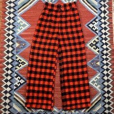 60's 70's Vintage Hippie Flared Pants Womens Plaid Trousers Whistle Stop 27x30
