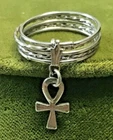 Vintage Handmade Silver Plated Ankh Cross Stacking Nested Ring Size 7
