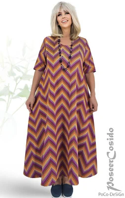 Design LAGENLOOK A-Form-Kleid orange gelb L-XL-XXL-XXXL 44 46 48 50 52 54 56 58 - Bild 1 von 4