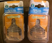 Dr. Brown's Natural Flow Options+ Silicone Bottle Nipple Level 2 3m+ 2x 2 Ct -F3