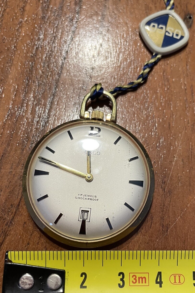 Taschenuhr von OSCO 17 Jewels SHOCKPROOF Handaufzug Datumsanzeige