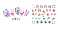Nail Art 3D Stickers Stones Design Decoration Tips Flowers Pink Blue E339