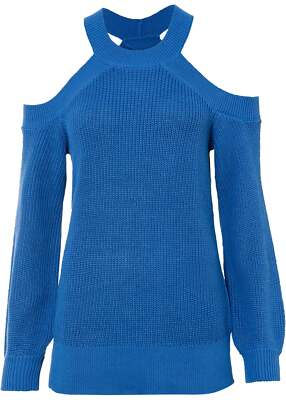 Neu Cold-Shoulder-Pullover Gr. 52/54 Arktikblau Damensweater Langarmpullover