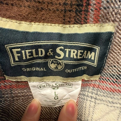 Camicia di flanella Field & Stream L a quadri con bottoni manica lunga marrone marrone chiaro uomo - Foto 2 di 3