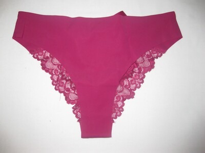 Shein sheer lace cutout bow back panties S fuchsia nip 80s aesthetic kawaii