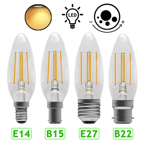 Kleine Schraube 40 Watt Kerze Birne dimmbar LED warmweißes Licht E14 E27 B15 B22 - Bild 1 von 9