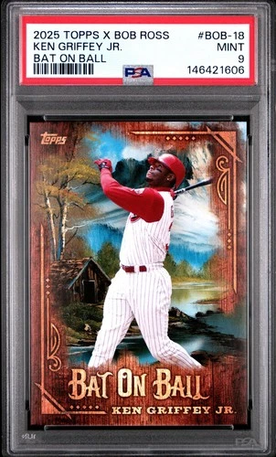 2025 TOPPS BOB ROSS JOY OF BASEBALL BAT ON BALL KEN GRIFFEY JR. PSA 9 1606